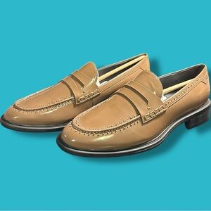 NWT SARTO By Franco Sarto ‘Eden’ Stud Accented Penny Loafer in Brown Patent 10